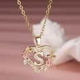 thumbnail image 7 of 1pc Elegant Zirconia Rose Golden Heart Pendant Necklace with Initial A-Z, Fashion Jewelry for Women, Perfect for Daily Wear & Gifting, All-Season Accessory, 7 of 7