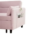 thumbnail image 6 of 54" Pull Out Sofa Bed with 2 Pillowsa, Modern Oversized 2 Seater Velvet Couch with Adjustable Backrest & Storage Bag, Accent Upholstered Sleeper Sofa for Bedroom, Living Room, Office, Pink, 6 of 8