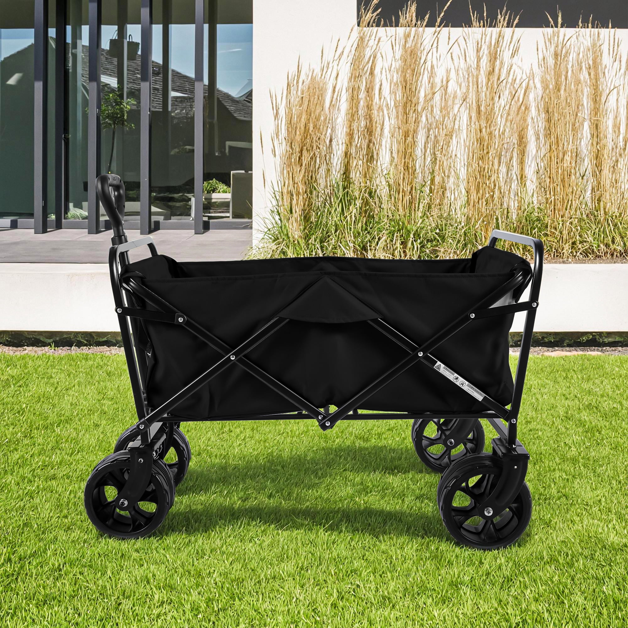 100L Collapsible Folding Beach Wagon Cart 220LBS Capacity Heavy Duty Foldable Utility Cart with Big Off Road Wheels for Sand Garden Camping