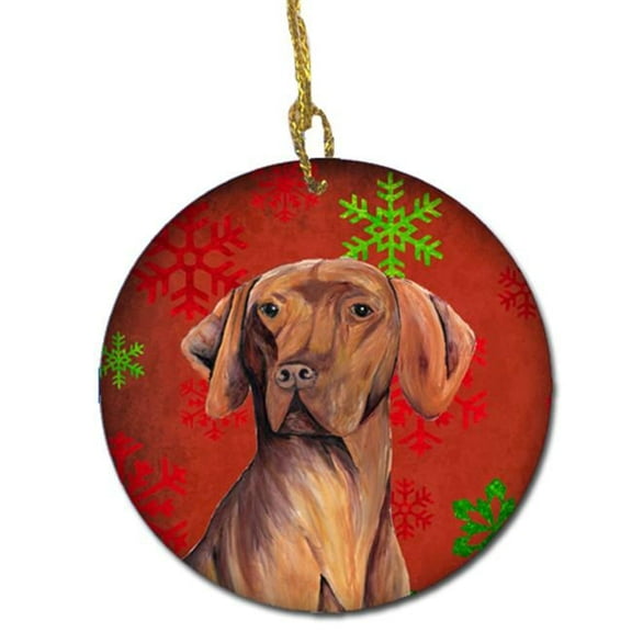 Vizsla Red Snowflakes Holiday Christmas Ceramic Ornament