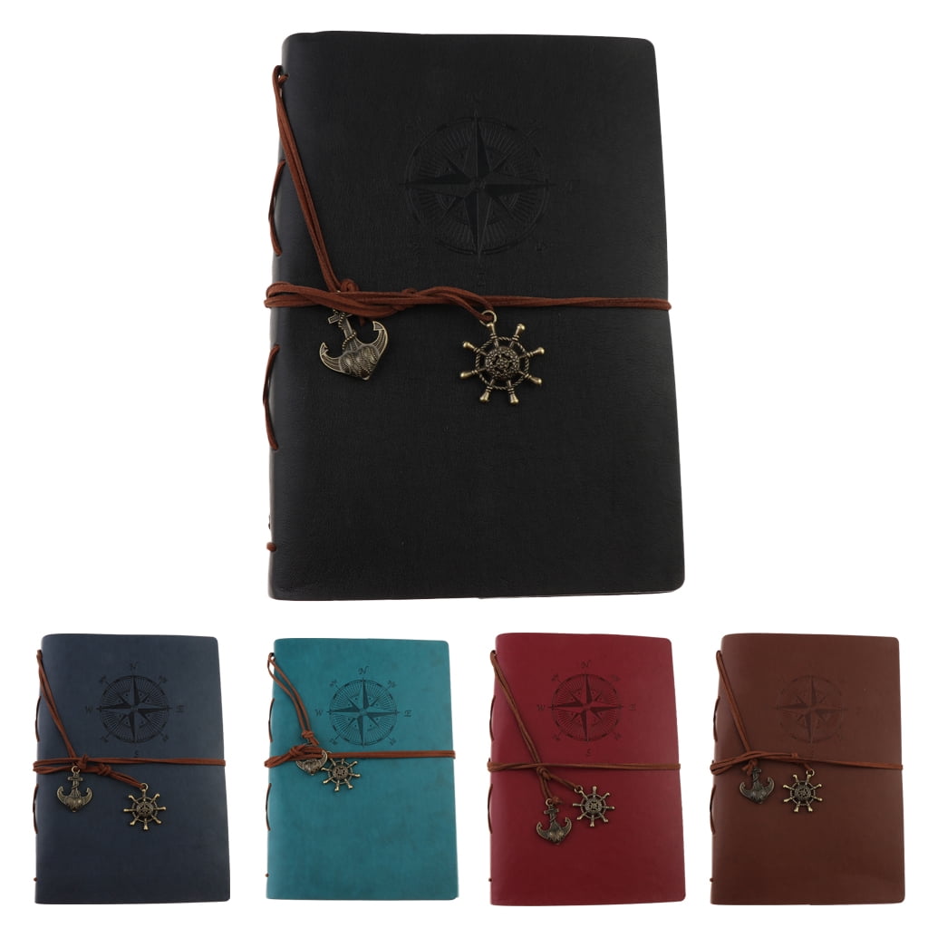 A5 Leather Journal Notebook Portable Loose Leaf Blank Notebook for Drawing, Diary Black
