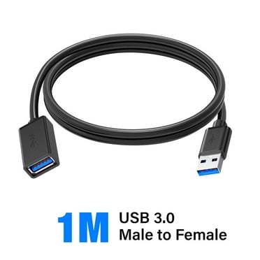 USB-A 3.0 Extension Cable, 4.8Gbps High-Speed, Male to Female Connectors, 3 Foot, Black