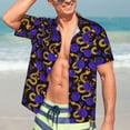 thumbnail image 3 of Haiem Golden Snake And Purple Rose Printed Hawaiian Shirt for Men - Men’s Casual Beach Summer Shirts - Stretch Fabric with Modern Fit-3X-Large, 3 of 7