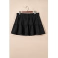 thumbnail image 3 of Women's Black Plus Size Boho Ruffled Shorts – Elastic Waist with Lace Trim for Summer Fun, 4X, 3 of 11