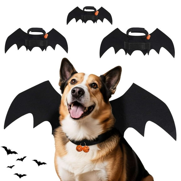 Deago Halloween Pet Costume Bat Wings Cosplay Dog Cat Costumes with Pumpkin Bells for Halloween Party Decorations
