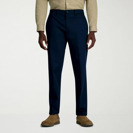 Men's Haggar® Wrinkle Free Performance Khaki Straight Fit Flat Front Pant Color: Navy Size: 36X32