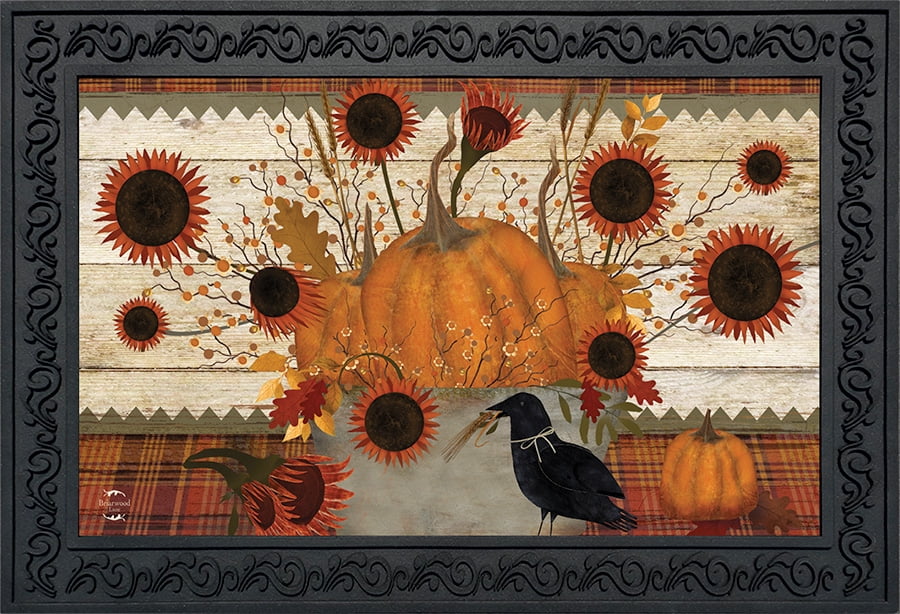 Primitive Pumpkins Autumn Doormat Sunflowers Fall Indoor / Outdoor 18' x 30'