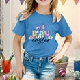 thumbnail image 2 of GDREDA Vêtements pour Filles, T-Shirt Graphique Mignon de Pâques, Col Rond, Manches Courtes, Été Décontracté, Bleu Tendance, 2-3 Ans, 2 of 4