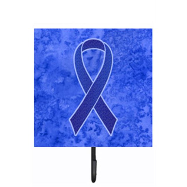 Carolines Treasures AN1202SH4 4.25 W x 7 H In. Dark Blue Ribbon for Colon Cancer Awareness Leash or Key Holder