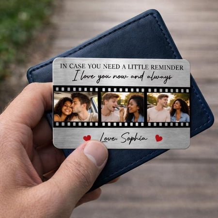 Daisyco Gifts The Reminder I Love You Metal Wallet Card Personalized Photo Aluminum Keepsake Gift For Him