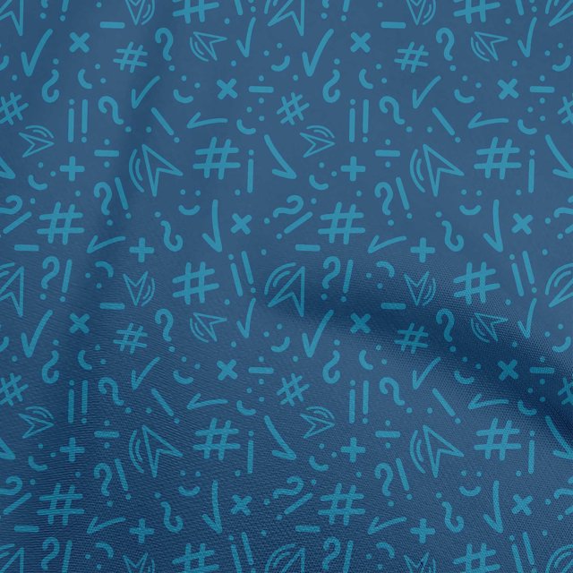 oneOone Georgette Viscose Blue Fabric Numerical Symbols Sewing Craft Projects Fabric Prints By Yard 42 Inch Wide