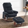 thumbnail image 4 of MCombo Swivel Recliner and Ottoman, Multi-Position Leisure Office Chair with Vibration Massage, Chenille Fabric Ergonomic Lounge Armchair for Home Living Room 4687, 4 of 8