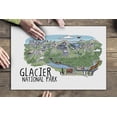 thumbnail image 3 of Glacier National Park, Montana, Line Drawing, Mountains (19x27 inches, Premium 500 Piece Jigsaw Puzzle for Adults and Family, Made in USA), 3 of 4