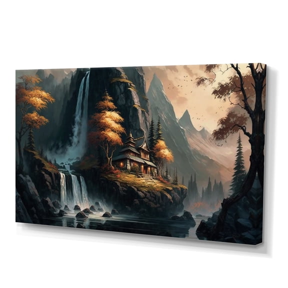 Designart Architectural Building On Island Landscape III Canvas Wall Art