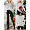 thumbnail image 4 of Suéter de Navidad para mujer, suéteres casuales de manga larga con cuello redondo de Navidad Irfora Camiseta de manga corta, 4 of 7