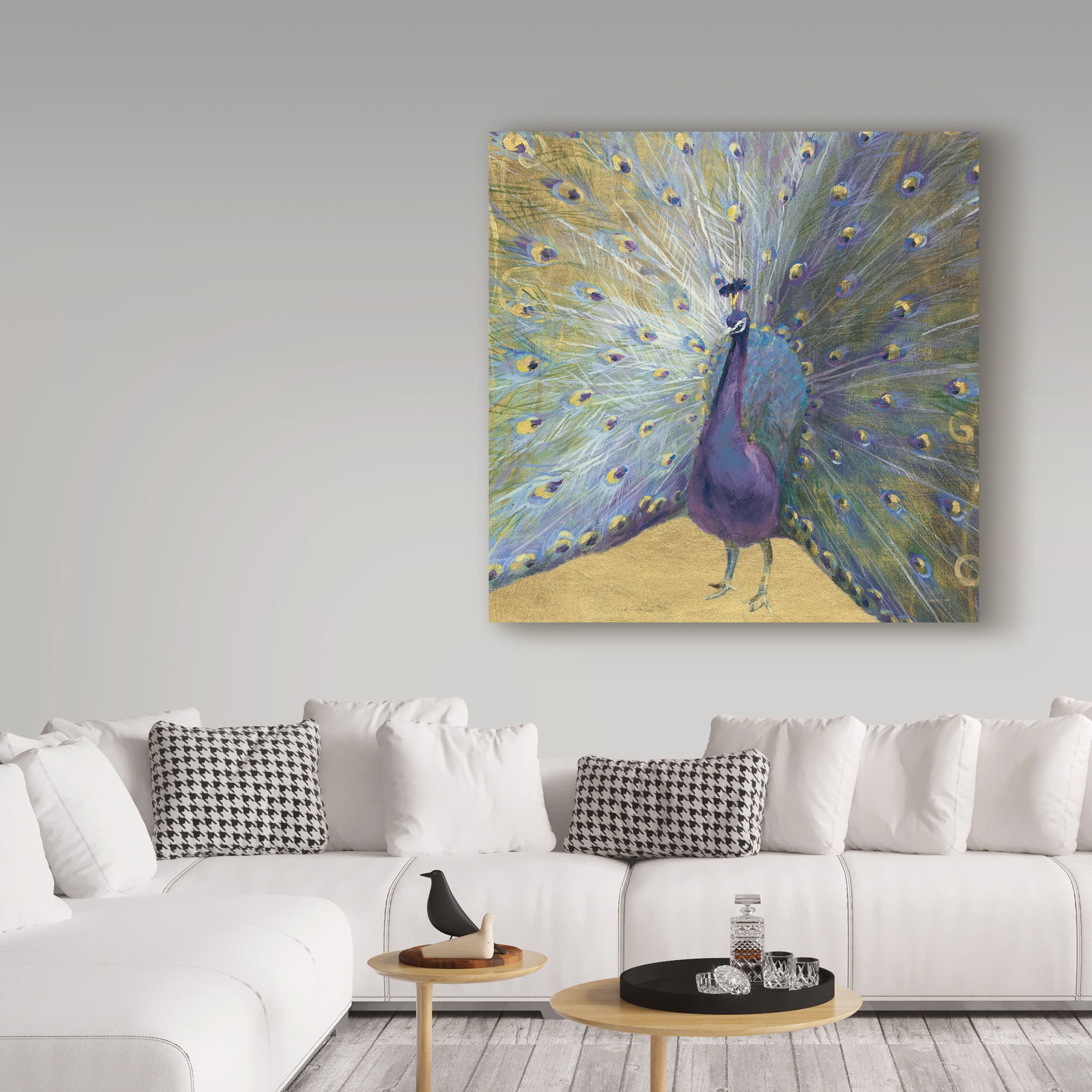 Trademark Fine Art 'Purple and Gold Peacock' Canvas Art by Danhui Nai