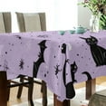 thumbnail image 5 of Yayeee Tablecloths 60" x 60" Rectangle Wrinkle Resistant Party Table Cover, Light Purple Halloween Black Cat, 5 of 8