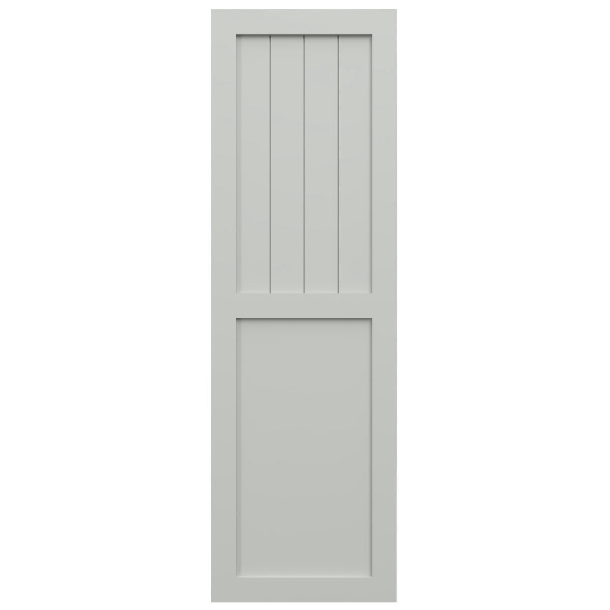 Ekena Millwork 12"W x 72"H True Fit PVC Farmhouse/Flat Panel Combination Fixed Mount Shutters, Hailstorm Gray (Per Pair - Hardware Not Included)