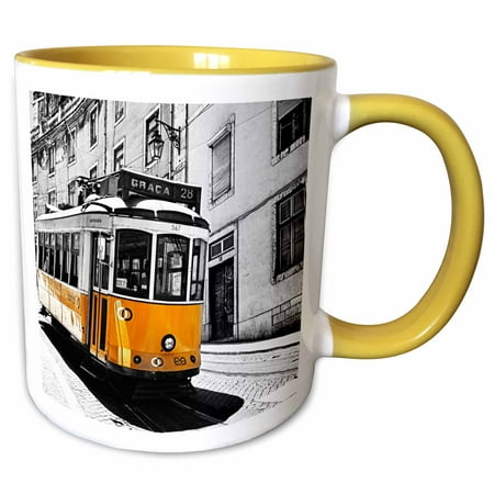 

3dRose Portugal Lisbon. Famous Old Lisbon Cable Car 01 - Two Tone Yellow Mug 11-ounce