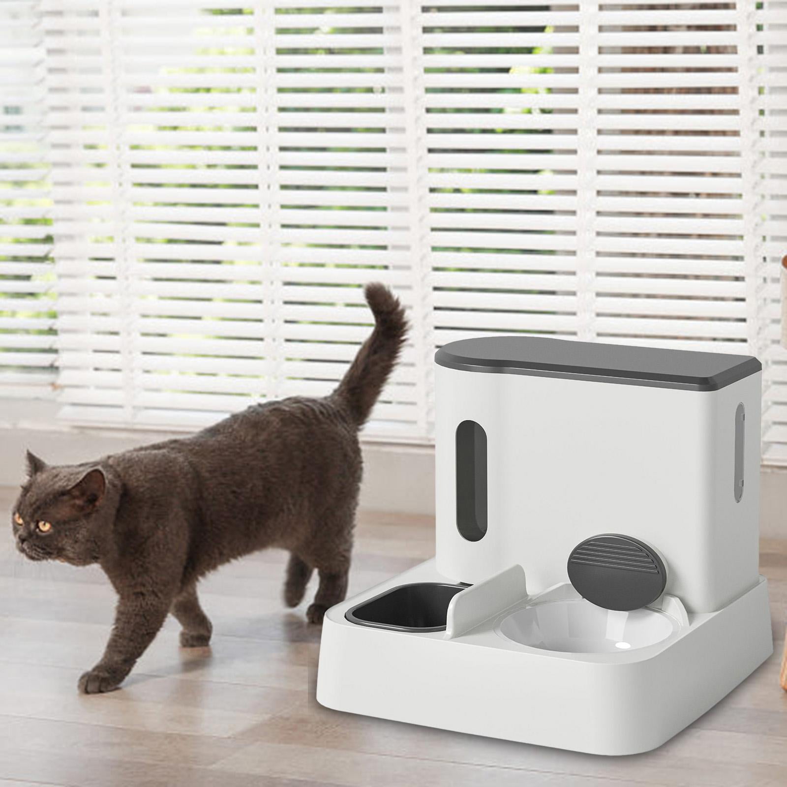 Automatic Cat Feeder Water Drinking Bowl Travels Pets Supplies Feeding and Drinking Container Cat Feeder and Water Dispenser gray