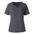thumbnail image 2 of gakvbuo Plus Size Tunic Tops for Women Fall 2022 Women Short Sleeve V Neck Solid Color Top Pockets Casual Loose Soft Tunic Shirts, 2 of 5