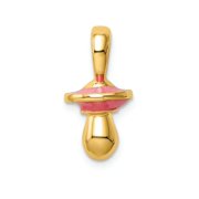 FJC Finejewelers 14k Yellow Gold 3d Pacifier with Pink Enamel Charm Female Adult