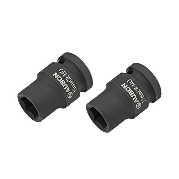 2 Pcs 1/2" Drive by 13mm Shallow Impact Socket, Cr-Mo Alloy Steel, 6-Point, Metric