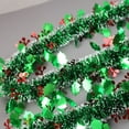 thumbnail image 2 of 50 Feet Green Red Christmas Metallic Tinsel Twist Hanging Garland with Snowflake for Home Mantle Xmas Tree Staircase Railing New Year Holiday Party Indoor Outdoor Decorations, 2 of 4