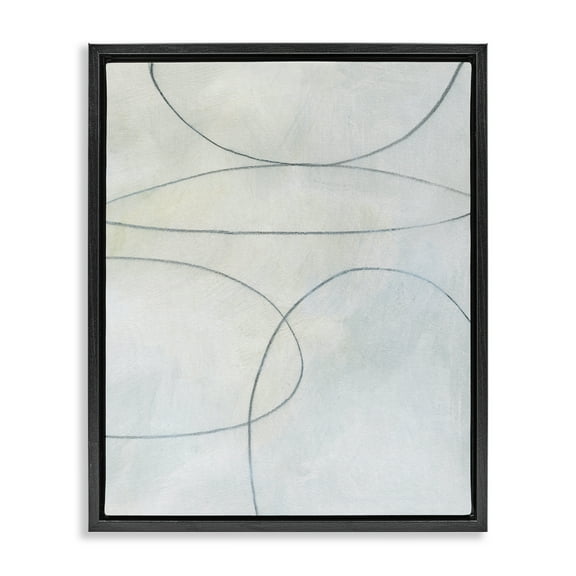Stupell Industries Oblong Shapes Doodle Abstract Drawing Black Floater Framed Canvas Art Print Wall Art, 17 x 21