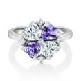 thumbnail image 2 of Gem Stone King 925 Sterling Silver Moissanite and Blue Tanzanite Ring for Women (2.08 Cttw, Heart Shape 5MM, Gemstone Birthstone, Size 6), 2 of 3