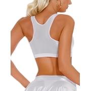Shiny Oil Glossy Tank Tops for Women Seamless Training Gym Sports Bra Tops Metallic Compression Racerback Crop Tops Smooth Basic Rave Club Bustier Bra
