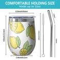 thumbnail image 5 of 12oz Stemless Wine Tumblers Yellow Lemon Fruit Leaves White Pattern Vacuum Insulated Stainless Steel Travel Tumbler Cups Mug with Lid and Straw for Champaign,Cocktail,Beer with Cleaning Brush, 5 of 5