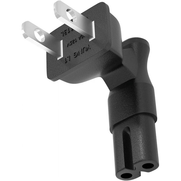 US 2 Prong Right Angle AC Power Adapter 1-Pack, B 90 Degree AC Power ...
