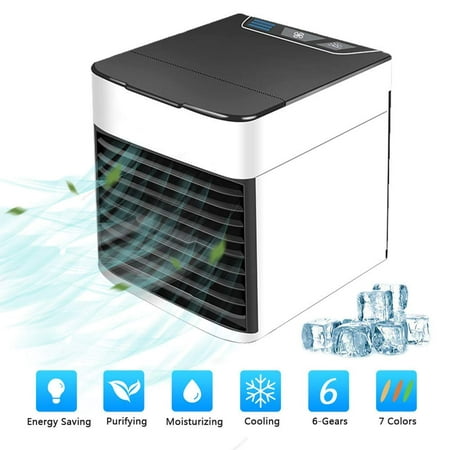 ZEDWELL Air Cooler, No Water-Leak Portable USB Air Conditioner Fan with Air Cooler, Humidifier, Purifier,Mini 7-Color Fashion Personal Space Cooler Desktop Fan for Office Household (Top 10 Best Air Conditioner)