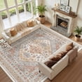 thumbnail image 3 of Roxstand Washable Area Rugs 10x14, Stain Resistant Lightweight Vintage Rugs for Living Room, Non Skid Farmhouse Bedroom Rugs(9'x12', Vintage03-Orange), 3 of 11