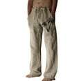 thumbnail image 1 of Pantalons Décontractés en Coton et Lin Imprimé avec Poches Grande Taille, 1 of 4