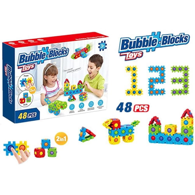 Rainbow Fingertrip Toy Push Bubble Building Blocks Set Aliviar El Estrés Juguetes 3D Construcción Azulejos Juguete Creativo Enclavamiento Juguetes Sensoriales Yuarrent FN007068-03