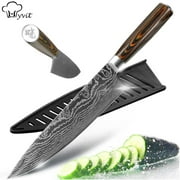 Chef Knife 8inch Stainless Steel Sanding Laser Pattern Professional Knives 7CR17 440C Sharp Blade Cooking Tool