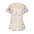 thumbnail image 5 of Scrubs Petite，Scrubs for Women Trendy Easter Printing Plus Size Scrubs Tops Casual V Neck Short Sleeve Uniform with Pocket，Light pink，XXL, 5 of 5
