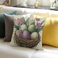 thumbnail image 3 of Pratyus Bird Nest Eggs Flowers Pillow Covers Set for Home Sofa Couch Decor, 1 Pack Linen Cushion Case 18x18in, 3 of 5