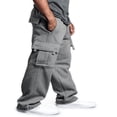 thumbnail image 2 of Men Fleece Sweatpants Cargo Trousers Drawstring Athletic Gym Workout Running Pants with Pocket Black XL, 2 of 5