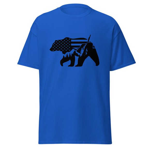 Men's Bear Hunter American Flag T Shirt (Royal, S)