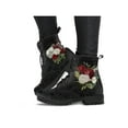 thumbnail image 1 of UKAP Women Leather Boot Floral Short Bootie Lace Up Ankle Boots Work Booties Waterproof White Rose 4.5, 1 of 4