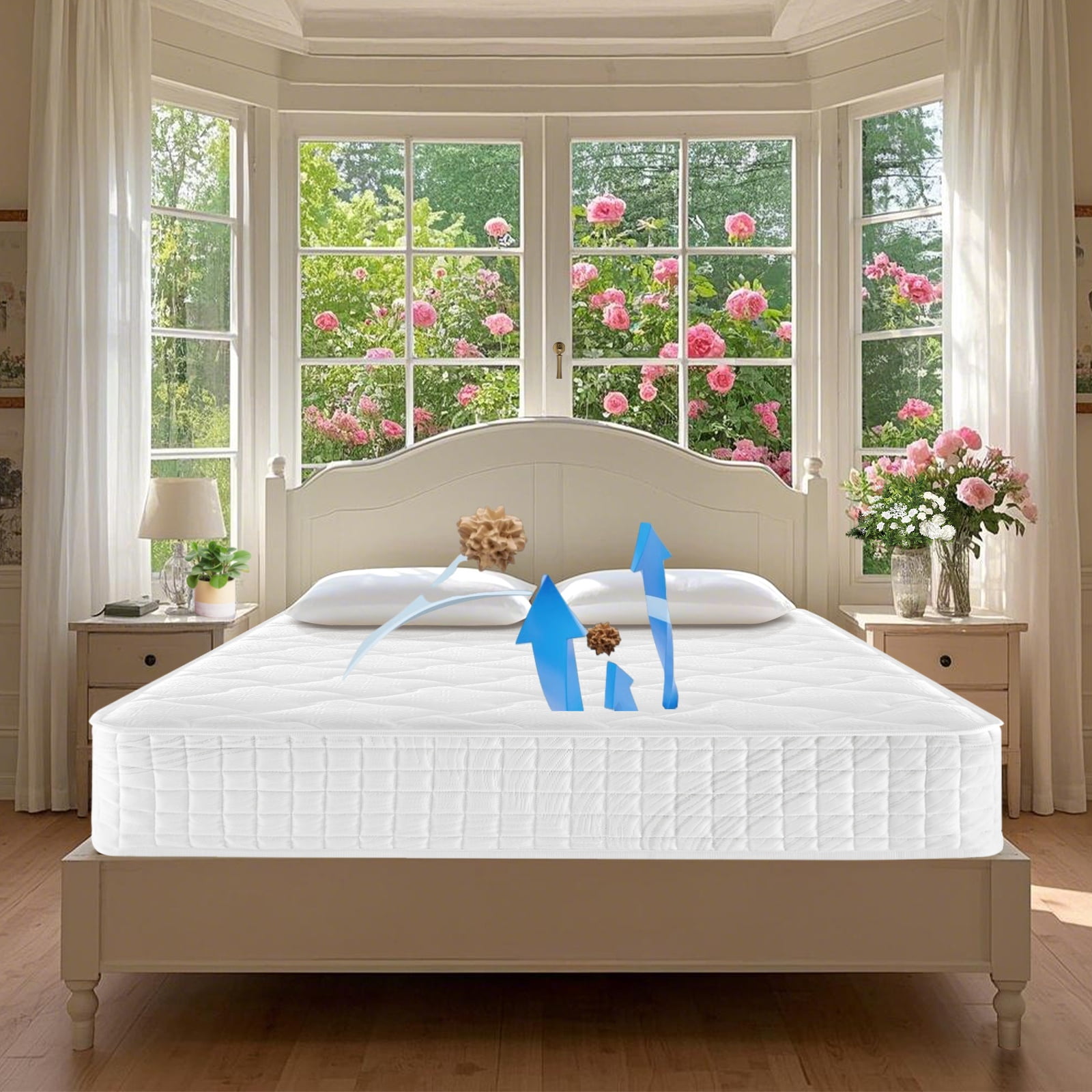 BMMB High Quality 12"Thickness Twin Hybrid Spring Memory Foam Luxury Mattress Medium Feel, US Certified Breathable Fabric Cover