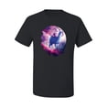 thumbnail image 2 of Wild Bobby, Galactic Space Cat Riding a Llama, Animal Lover, Men Graphic Tees, Black, Large, 2 of 3