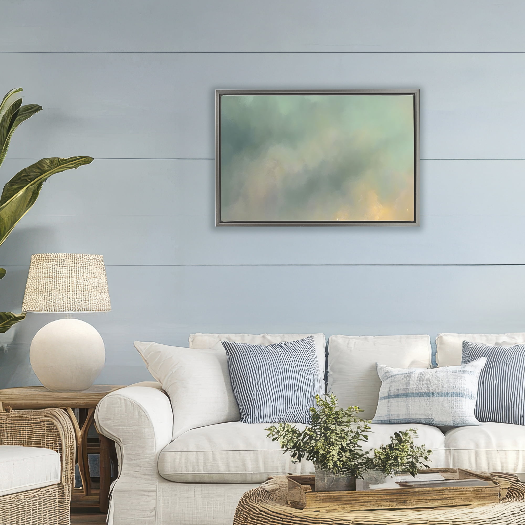 Stupell Industries Blue Toned Golden Hour Gray Framed Floater Canvas Wall Art, design by Petal Prints Design