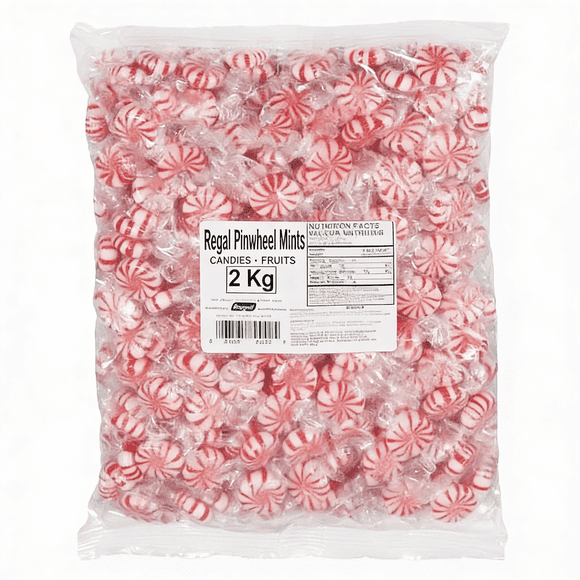 Regal Bonbons à la Menthe Pinwheel, Menthe Poivrée Classique Rouge et Blanche Starlight, Sac en Vrac de 2 kg (4,4 Lb)