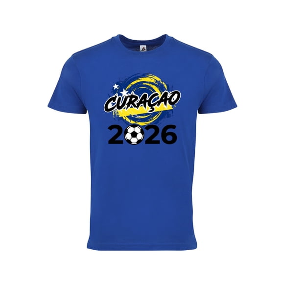 Curaçao Flag T-Shirt Adult Unisex Cotton Soccer Fan Shirt WC 2026 - Royal - S