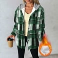 thumbnail image 2 of Hjlmsx Flannel Jacket for Women Trendy Fleece Lined Button Down Plaid Shacket Long Sleeve Hooded Jackets Fall Winter Coats Army Green XL, 2 of 7