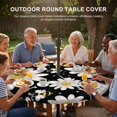 thumbnail image 3 of Round Outdoor Tablecloth with Umbrella Hole and Zipper, White Daisy Farmhouse Tablecloth with Elastic Waterproof, Garden Floral Honeybees Black Patio Table Covers for 36" - 44" Picnic Pool Tables, 3 of 9